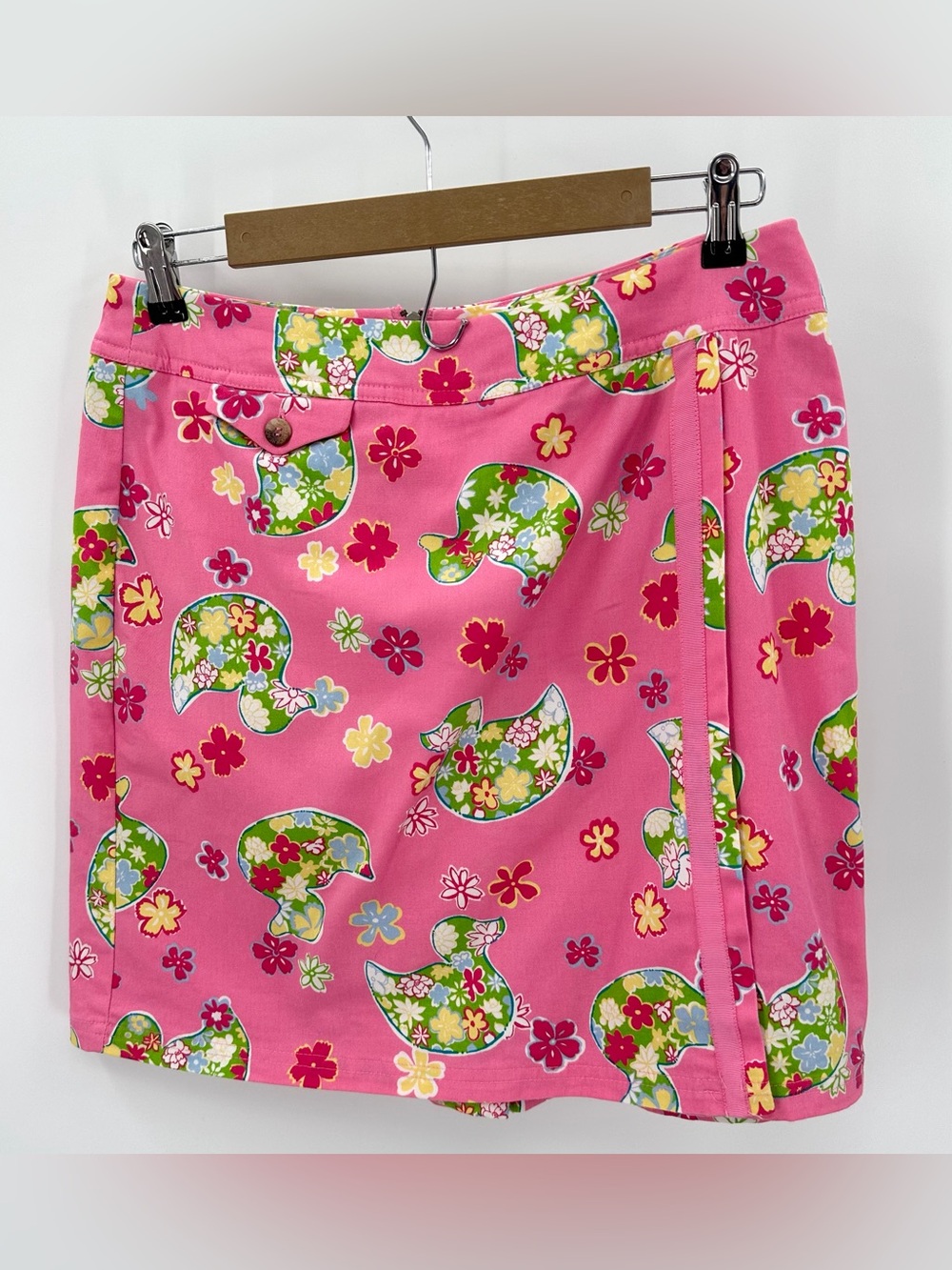 Duck Head Skort Womens 8 Pink Duck Floral Print Skirt Shorts Preppy VTG -read